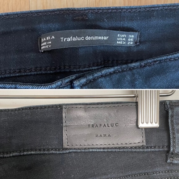 Zara Trafaluc Black Cropped Skinny Jeans Gold Bobble Button Ankle Embellished - Picture 15 of 16